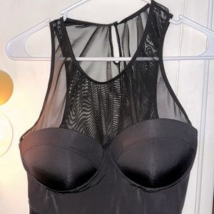 Black thong mesh bodysuit